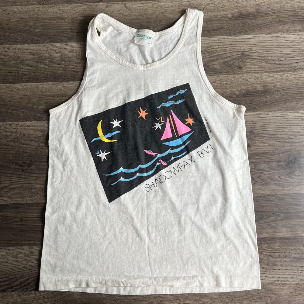 VTG Sailing Tank Top Fits Medium Shadowfax BVI 1980s Sleeveless‎ Beach Ocean 87